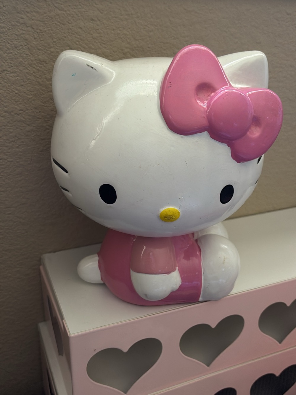 Hello Kitty White and Pink Ceramic Decor Figurine